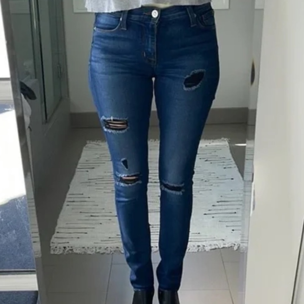 Hudson Mid Rise Ripped Denim Jeans - Picture 10 of 10